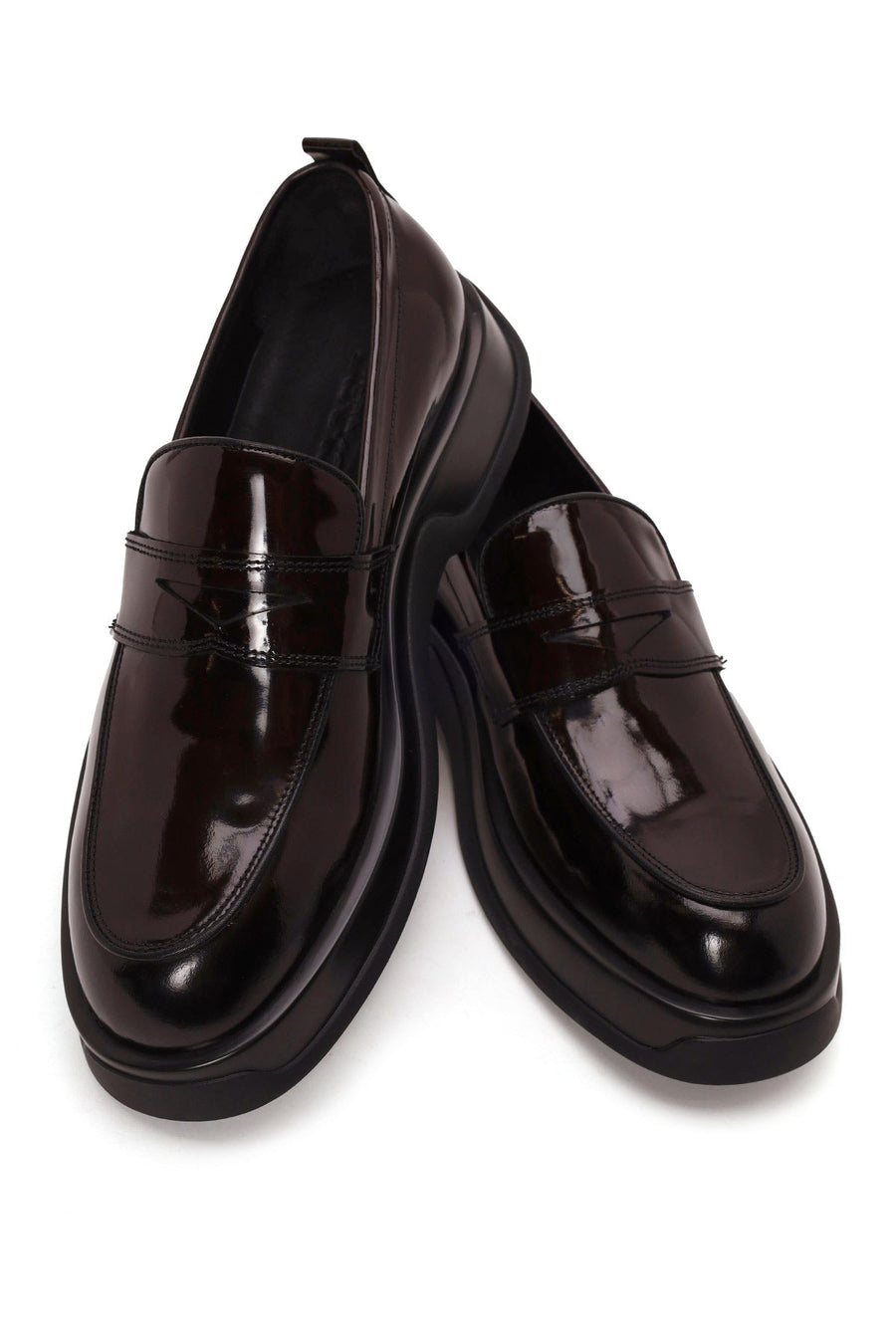 Male Burgundy Chunky-Soled Leather Loafer