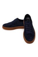 Male Navy Lace-up Suede Leather Sneaker | Derimod