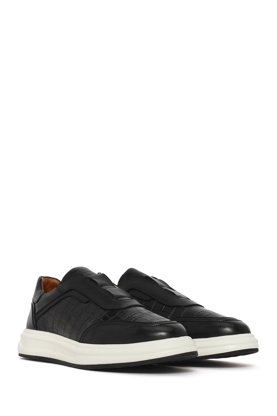 Male Black Patterned Leather Sneaker