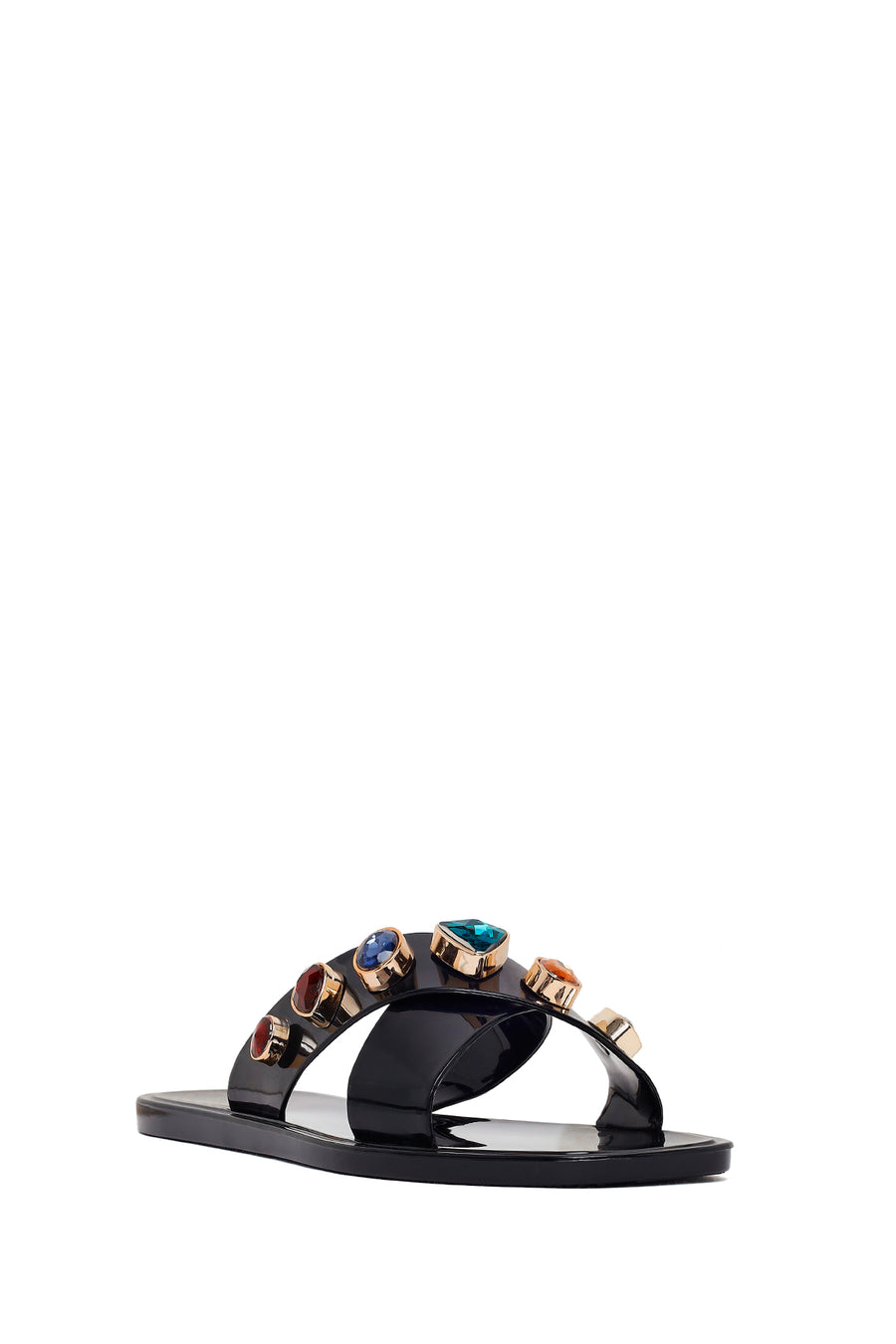 Woman Black Stone-Embellished Jelly Slipper