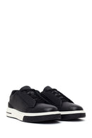 Erkek Siyah Bağcıklı Kalın Tabanlı Deri Sneaker | Derimod