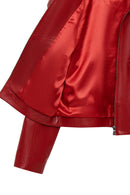 Dolores Women's Red Slant Collar Oversize Leather Jacket | Derimod