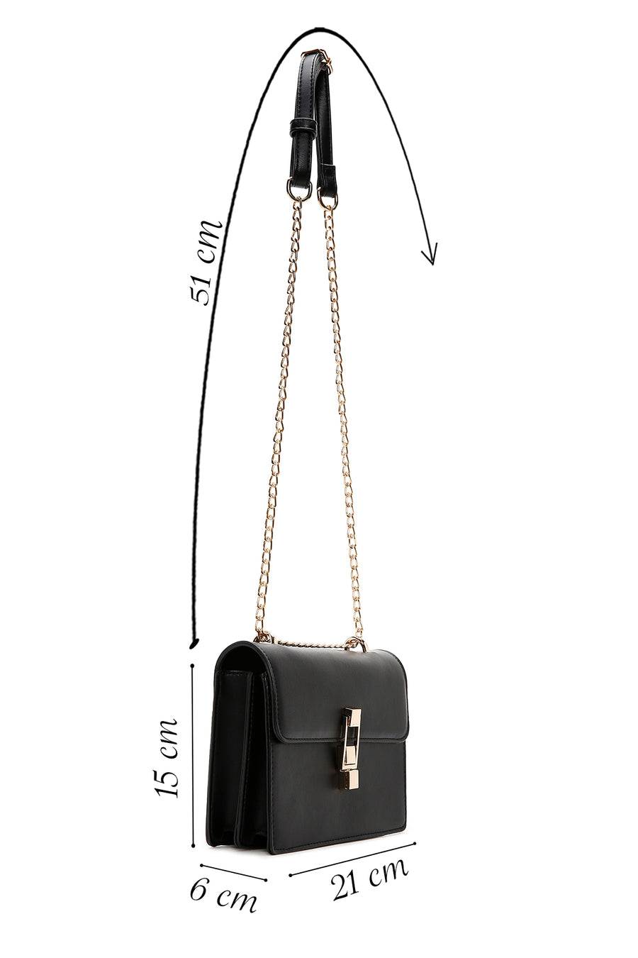 Women's Black Long Chain Strap Crossbody Bag