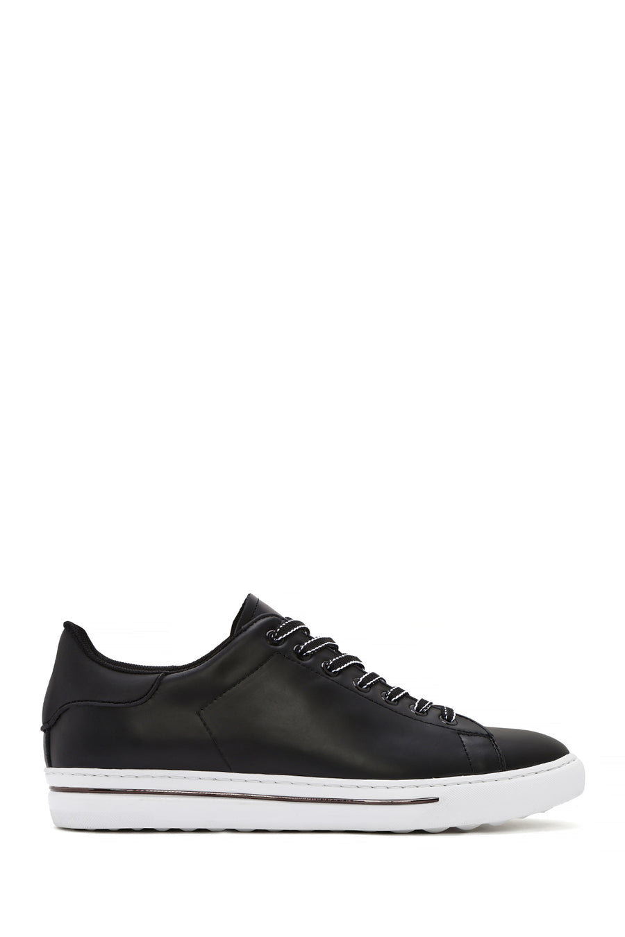 Men's Black Lace-up Leather Sneaker