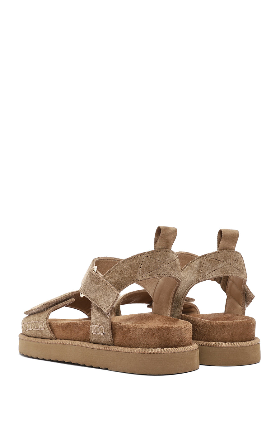 Women's Brown Thick Soled Suede Leather Sandals