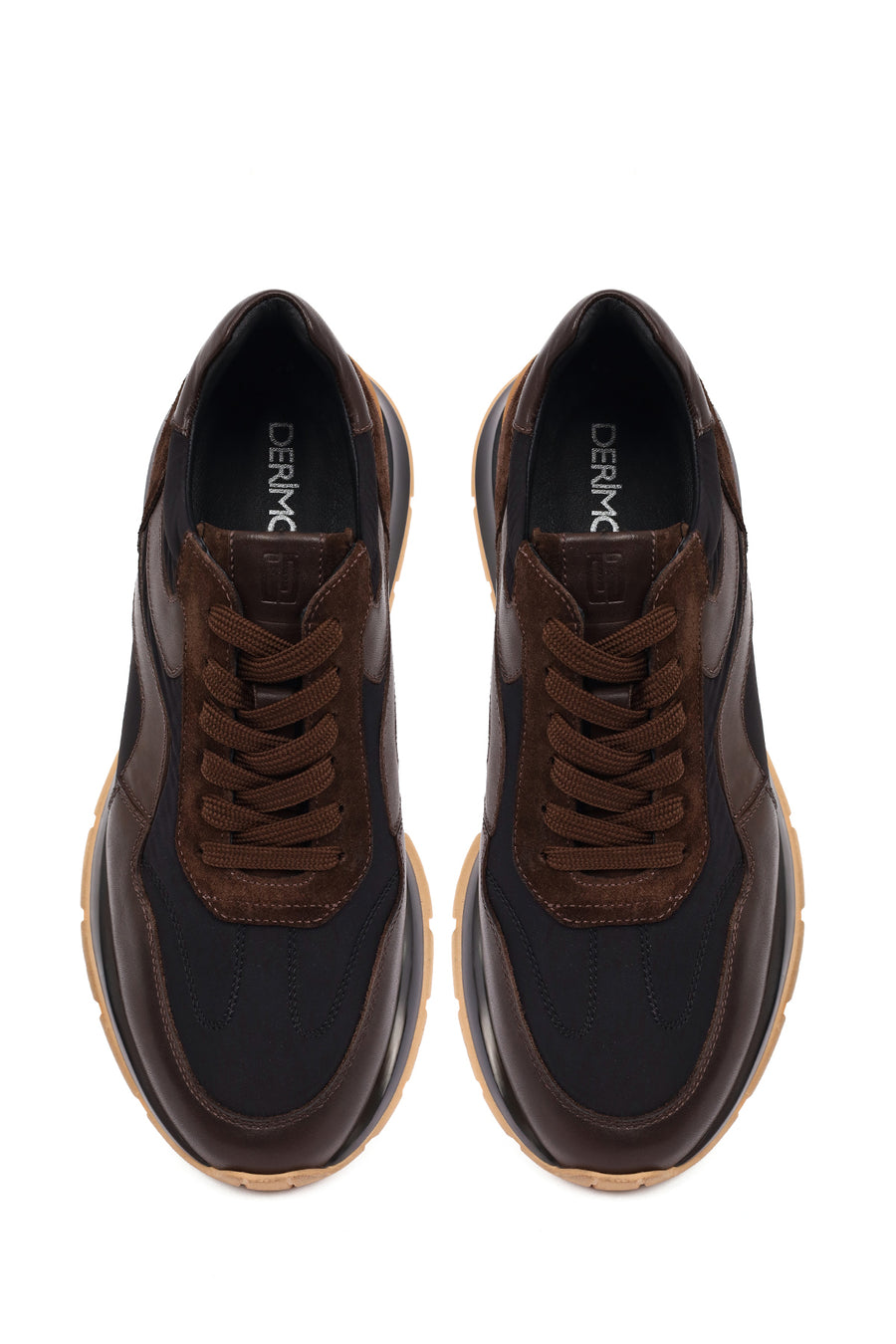 Erkek Siyah Bağcıklı Deri Sneaker