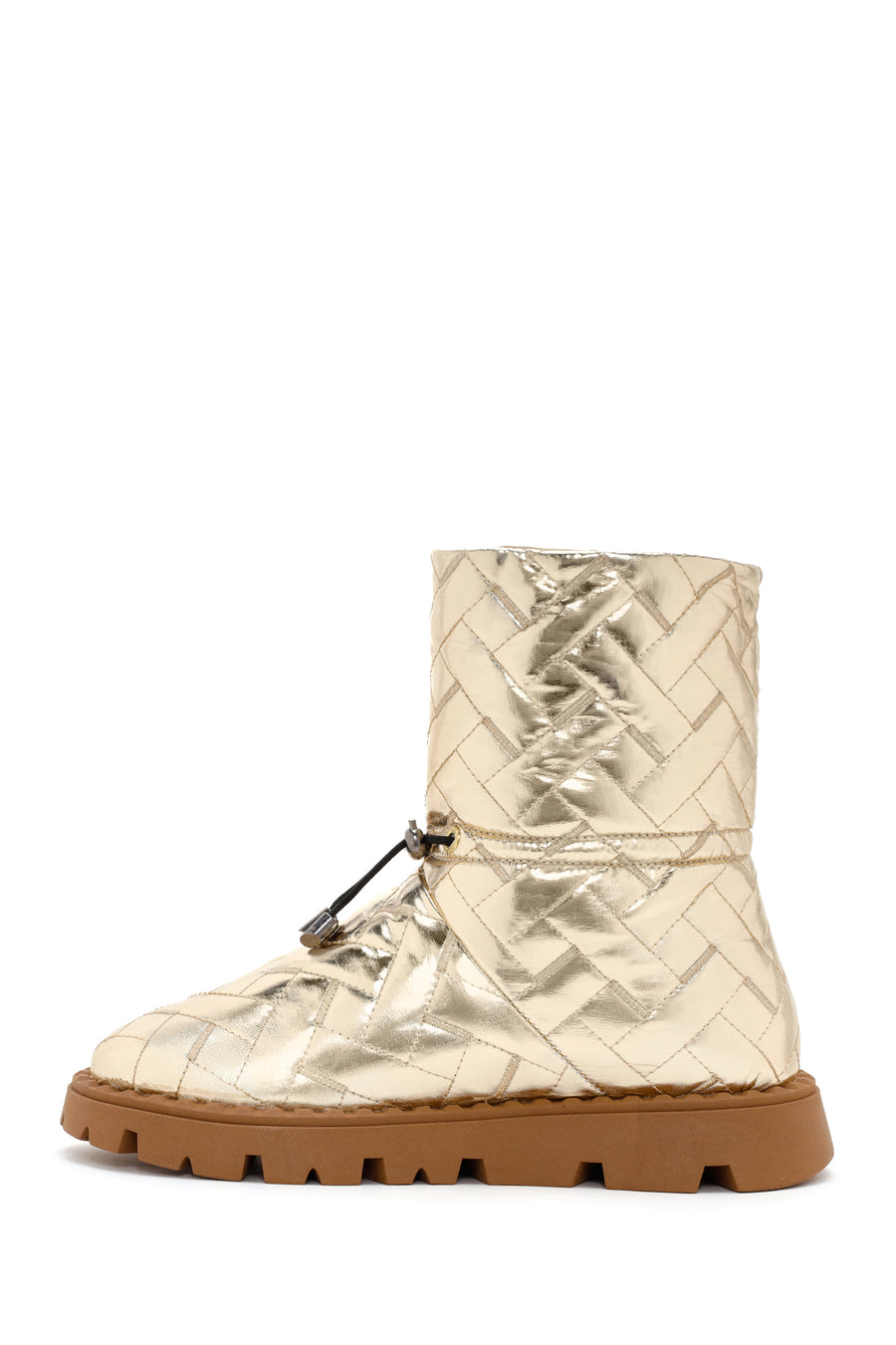 Women's Gold Knit Patterned Metallic Casual Boots