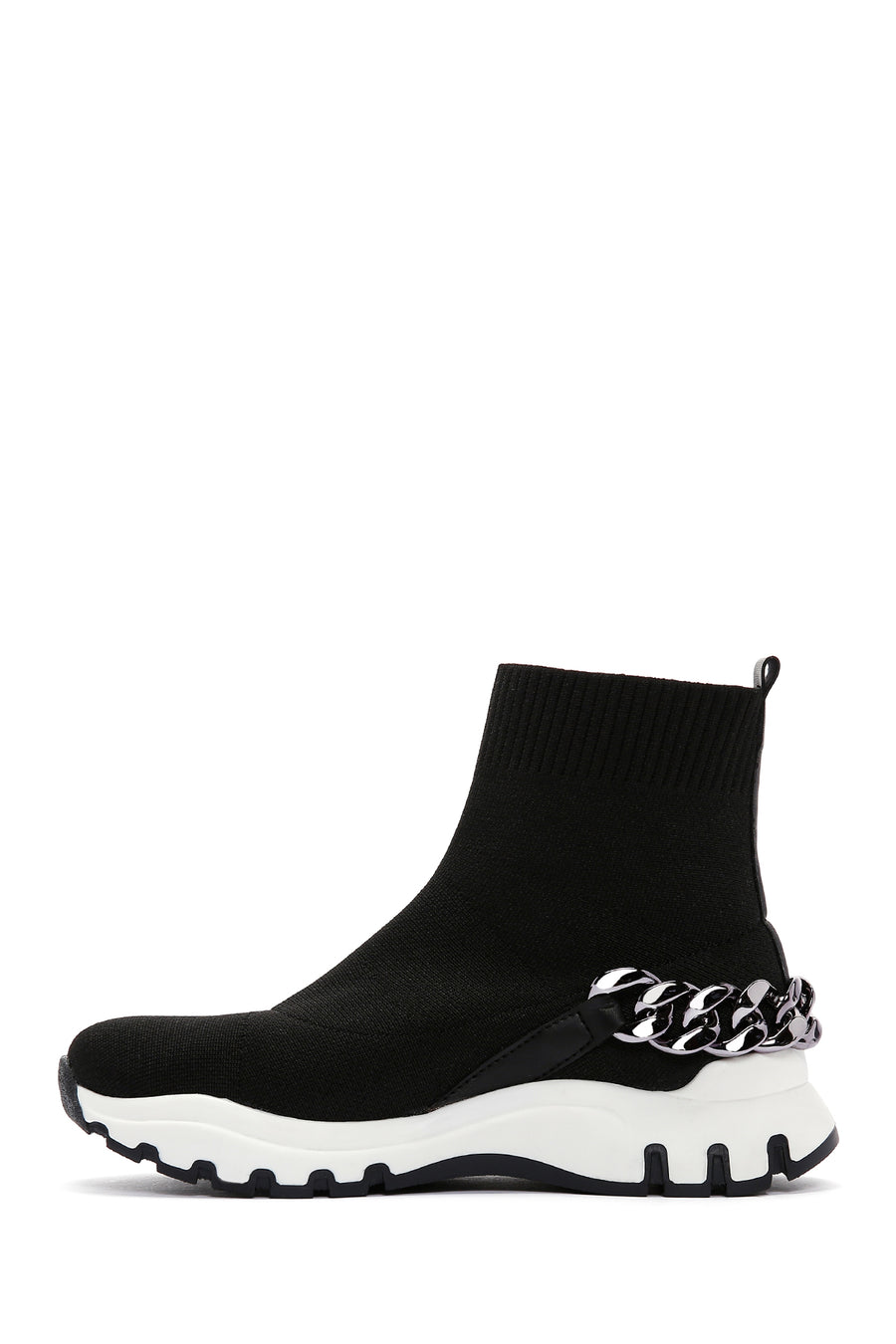 Women's Black Ankle Sneaker Boots with Chain Accessories