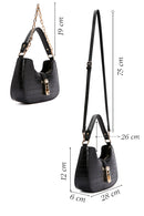 Women's Black Long Strap Crocodile Patterned Shoulder Bag | Derimod