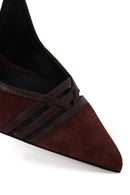 Woman Burgundy Slingback Stiletto Suede Shoes | Derimod