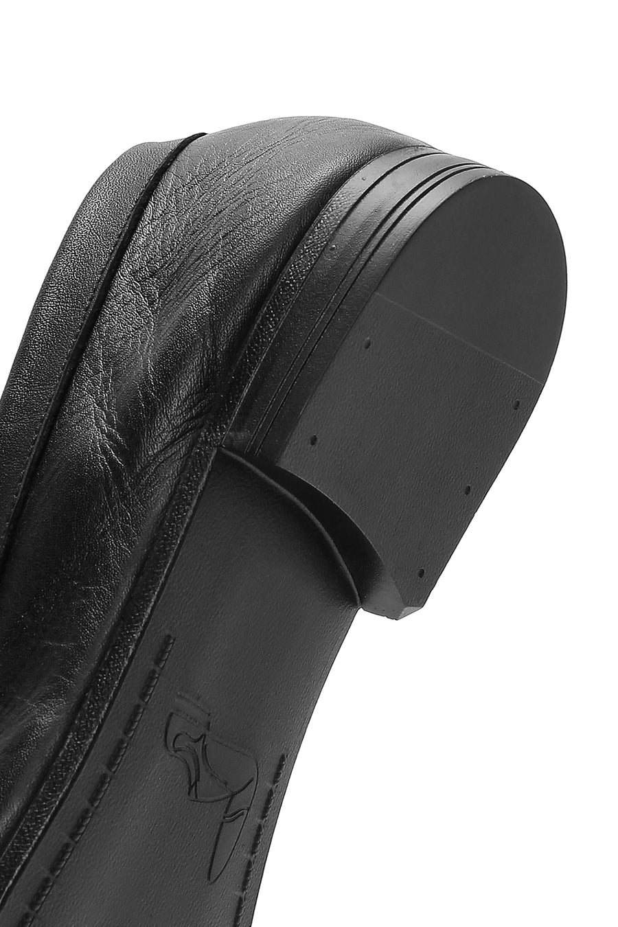 Women's Black Leather Masculine Loafer