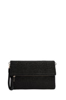 Women's Black Long Chain Strap Straw Clutch Bag | Derimod