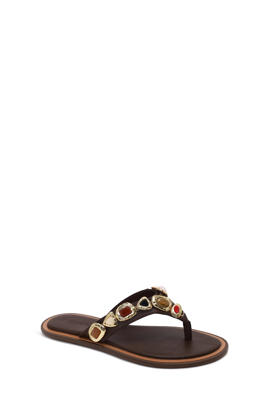 Woman Brown Stone-Embellished Flip-Flop Slipper