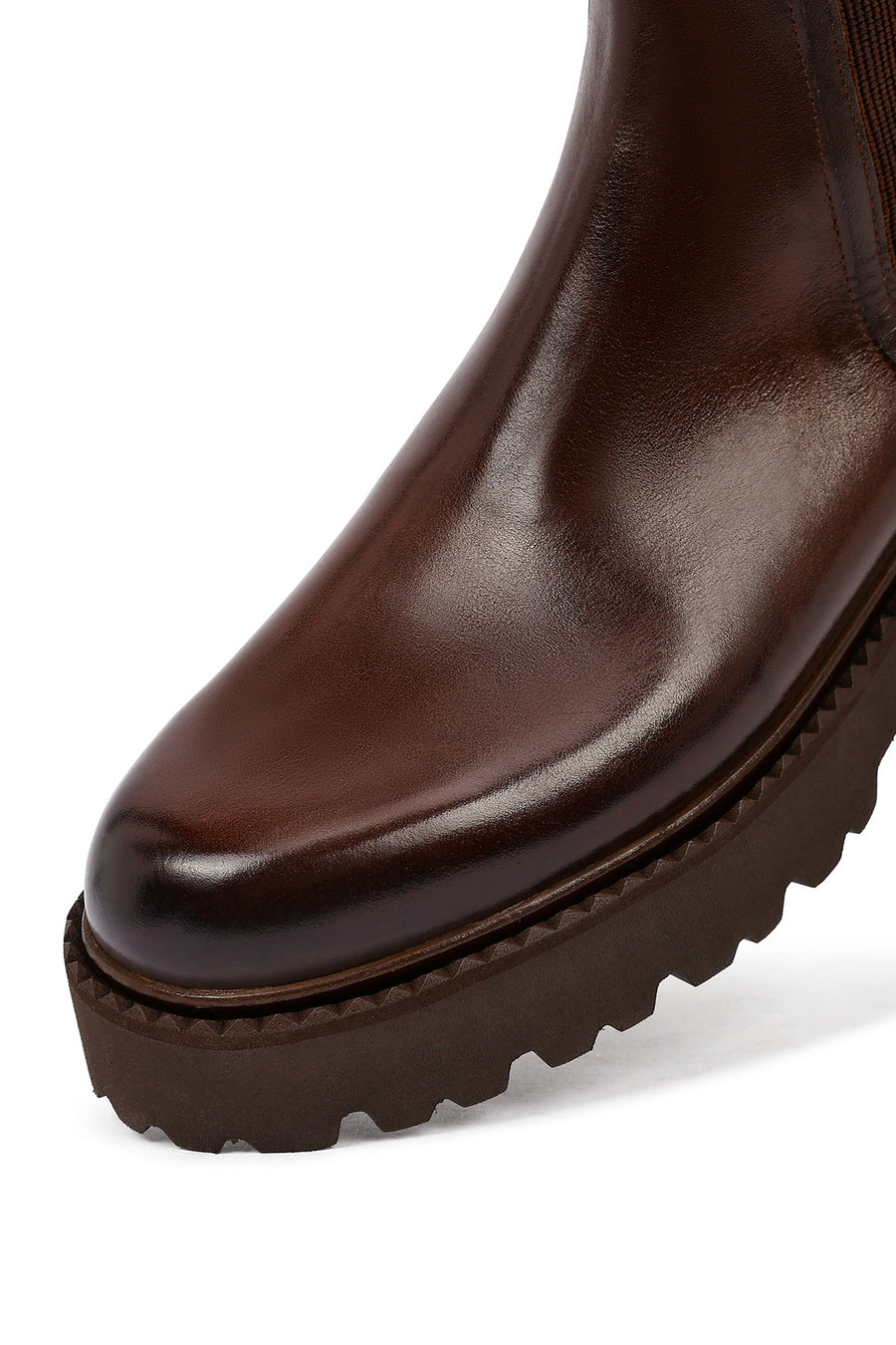 Male Brown Thick-Soled Leather Chelsea Boots