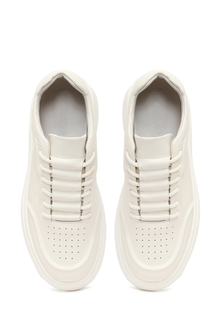 Male White Lace-Up Leather Sneaker