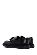 Men's Black Leather Tassel Loafer | Derimod