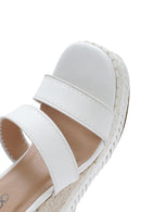 Women's White Ankle Buckle Wedge Heel Espadrille Sandals | Derimod
