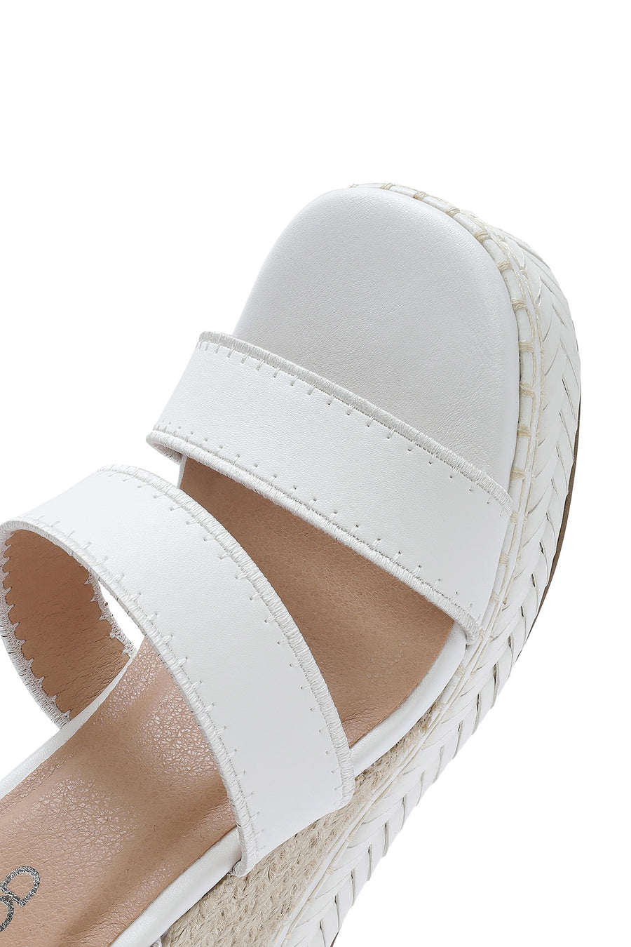Women's White Ankle Buckle Wedge Heel Espadrille Sandals