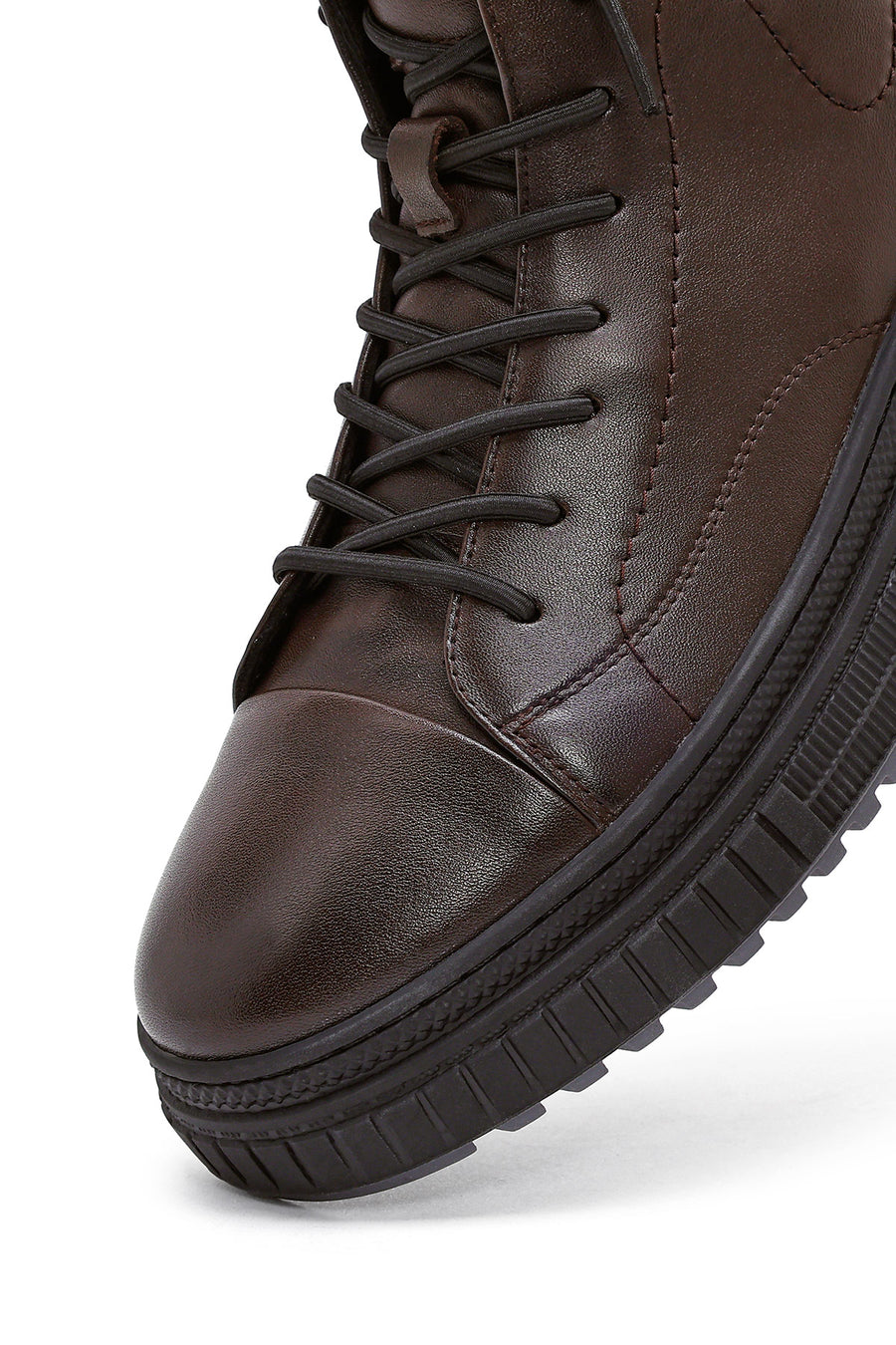 Men's Brown Zippered Leather Sports Boots