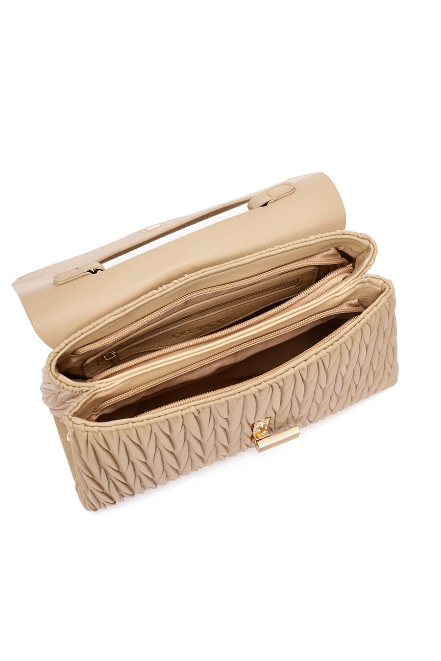 Women's Beige Long Strap Handbag with Accessory Detail