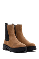 Women's Tan Suede Chelsea Boots | Derimod