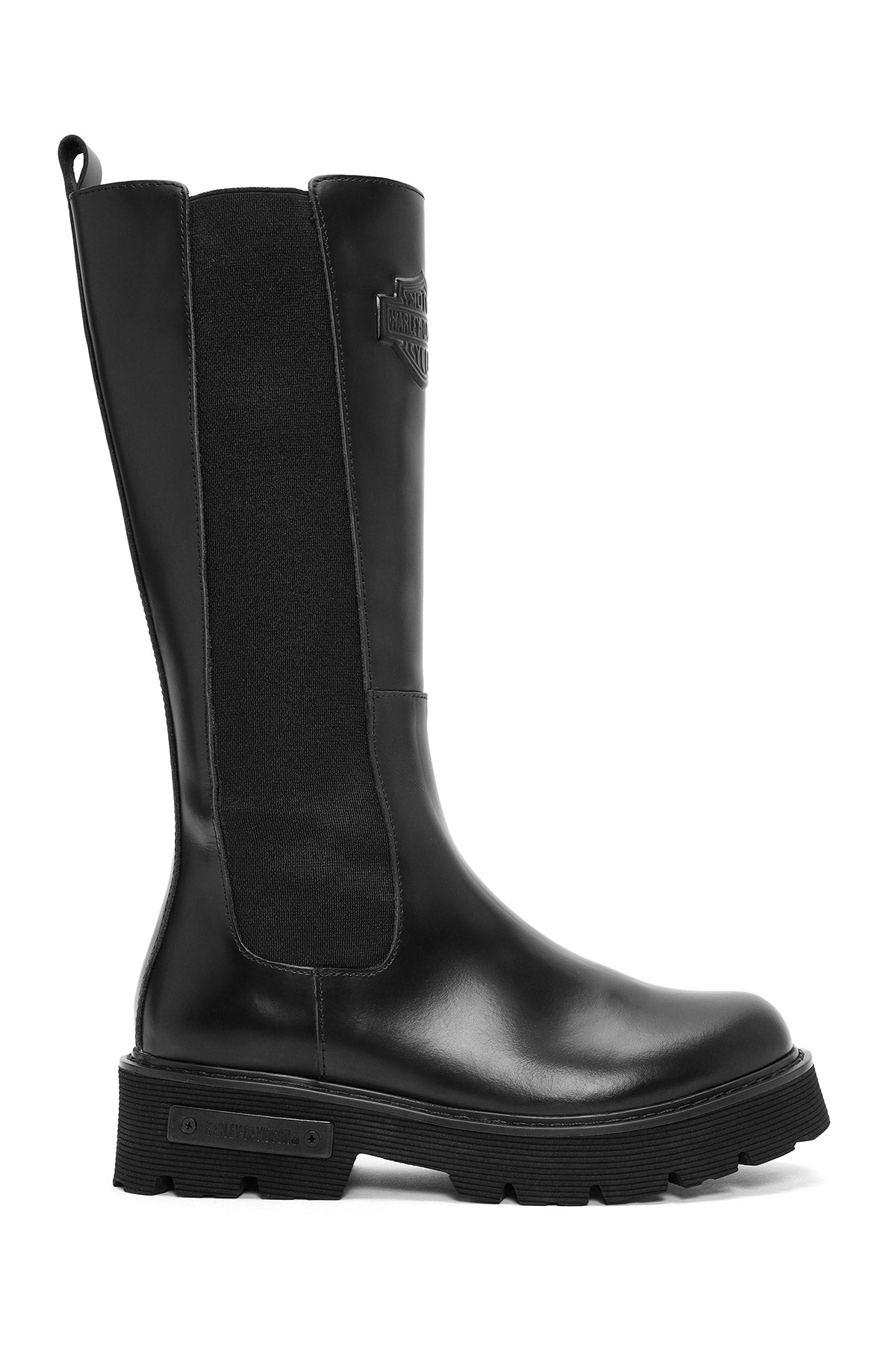 Harley Davidson Women's Black Spiez Zippered Leather Boots 021Z100569 | Derimod