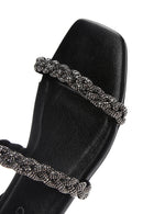 Kadın Siyah Taşlı Düz Sandalet | Derimod