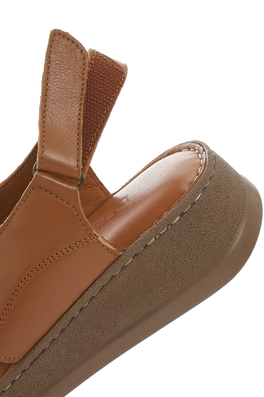Women's Brown Thick Soled Leather Comfort Sandals