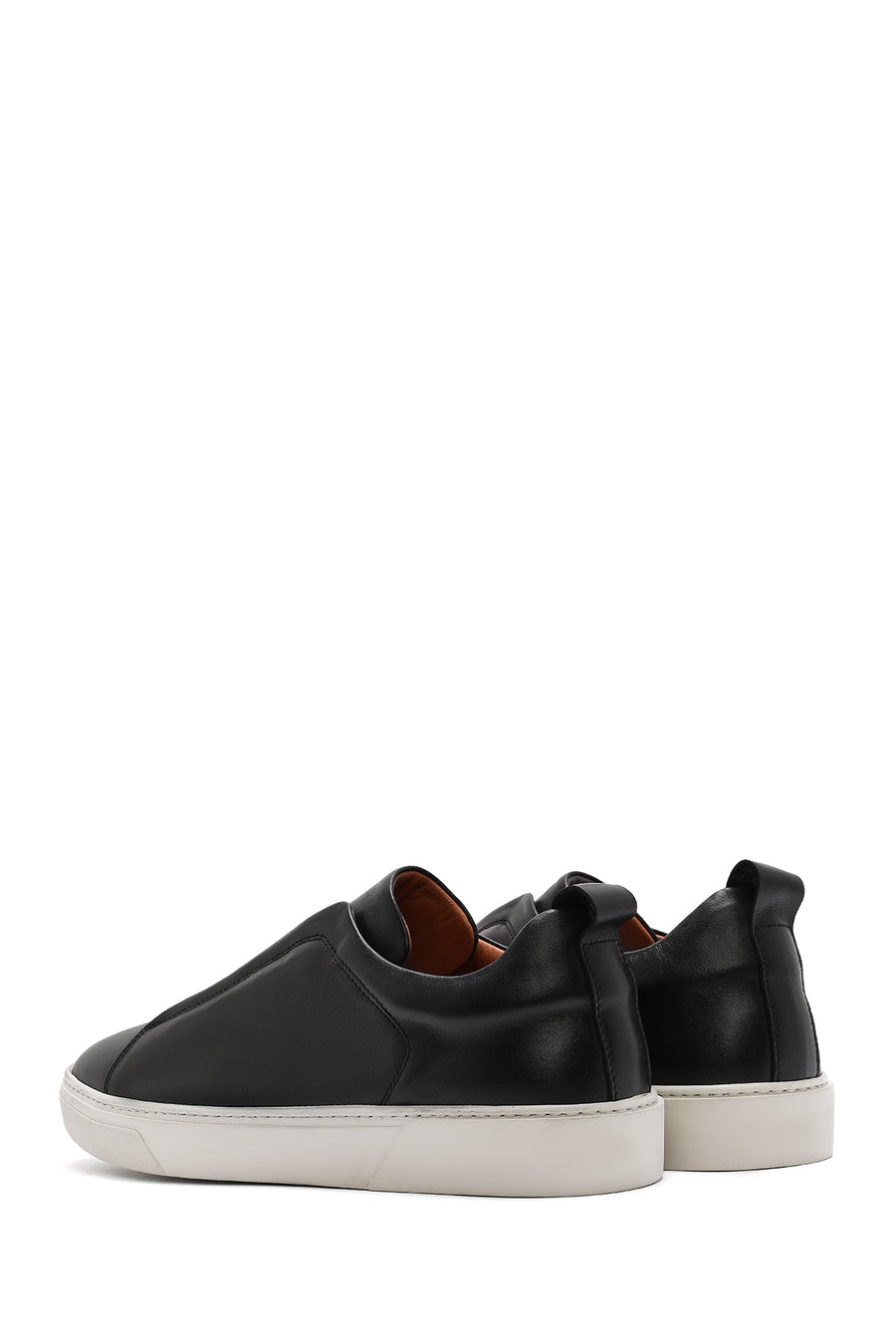 Men's Black Elastic Leather Sneakers
