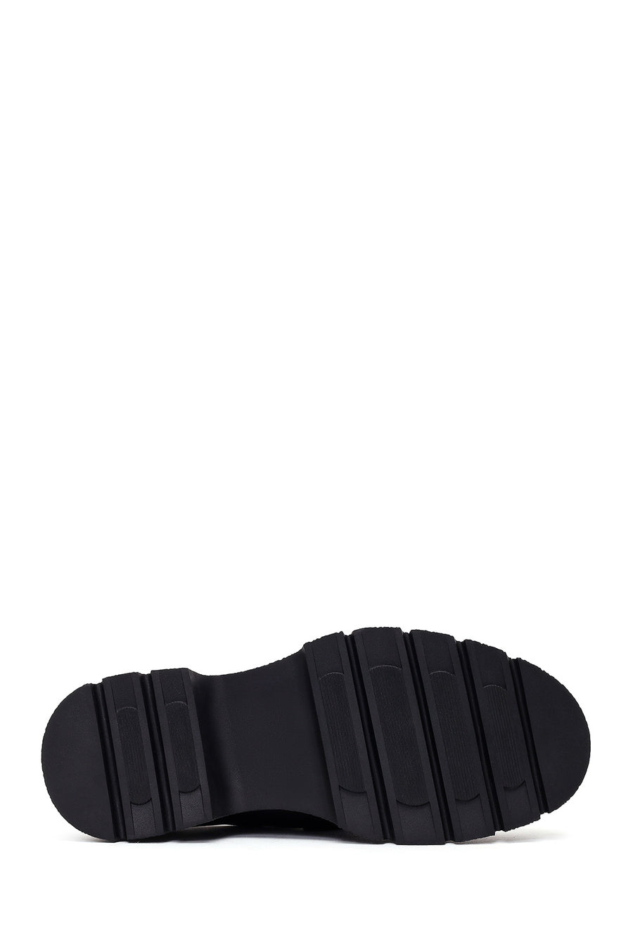 Kadın Siyah Tokalı Kalın Tabanlı Deri Maskülen Loafer