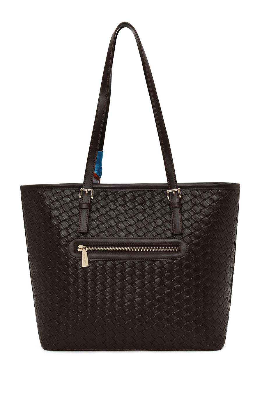 Woman Brown Knitted Shoulder Bag