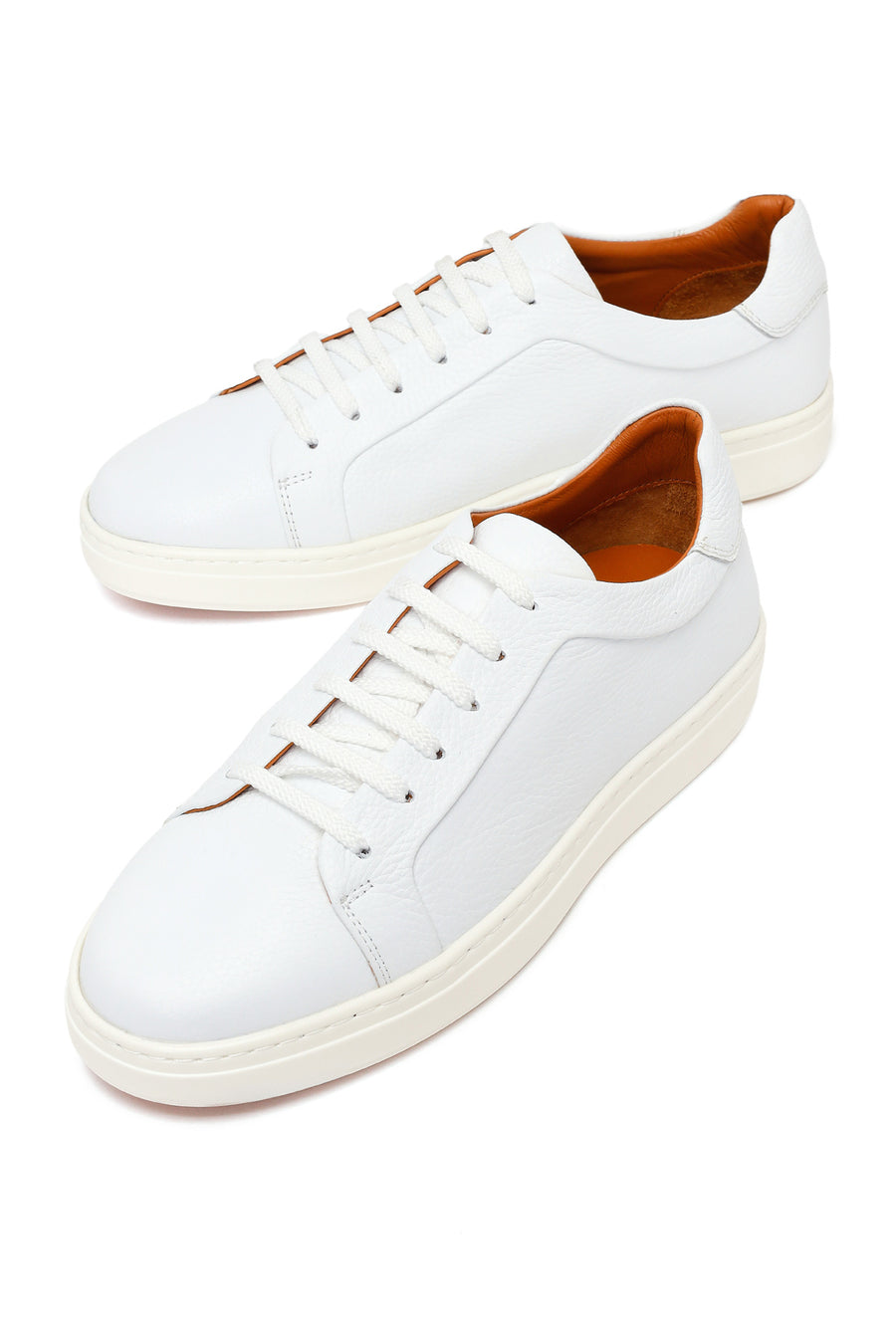 Male White Lace-Up Leather Sneaker