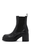 Women's Black Leather Heeled Chelsea Boots | Derimod