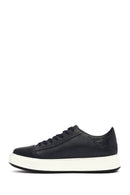 Men's Navy Blue Lace-up Thick-Sole Leather Sneaker | Derimod