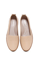 Women's Beige Leather Comfort Loafer | Derimod