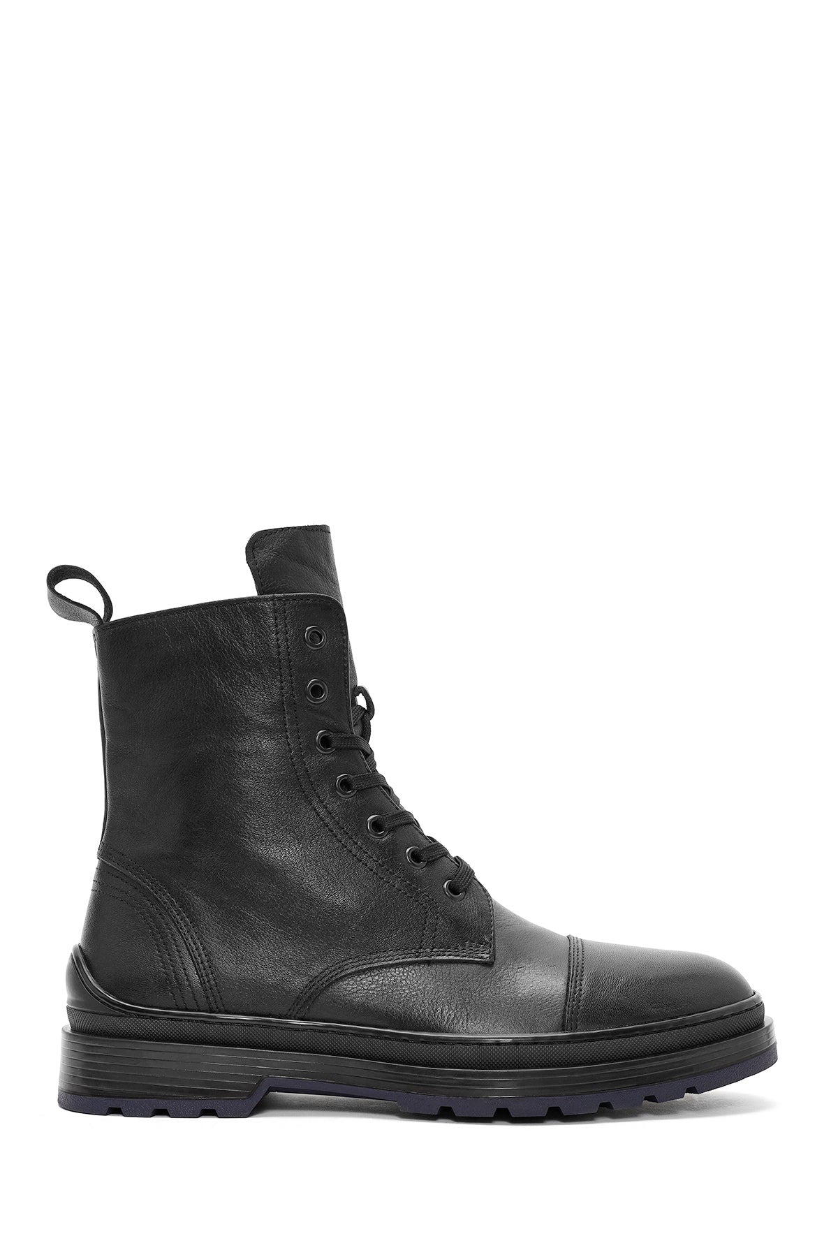 Men's Black Zippered Leather Combat Boots 24WFD612314 | Derimod