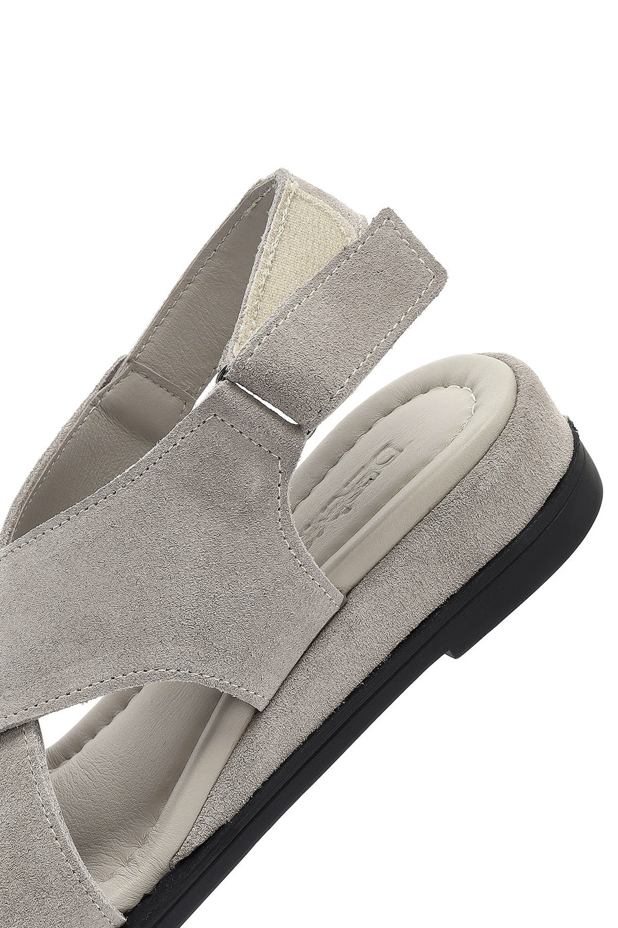 Women's Grey Ankle Strap Thick Sole Suede Leather Sandals