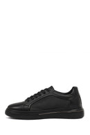 Erkek Siyah Bağcıklı Kalın Tabanlı Deri Sneaker | Derimod