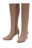 Women's Camel Zippered Thin Heeled Leather Boots | Derimod