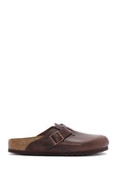 Birkenstock Men's Brown Boston Nubuck Leather Slippers | Derimod