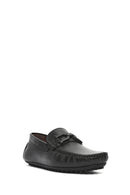 Men's Black Buckled Leather Loafer | Derimod