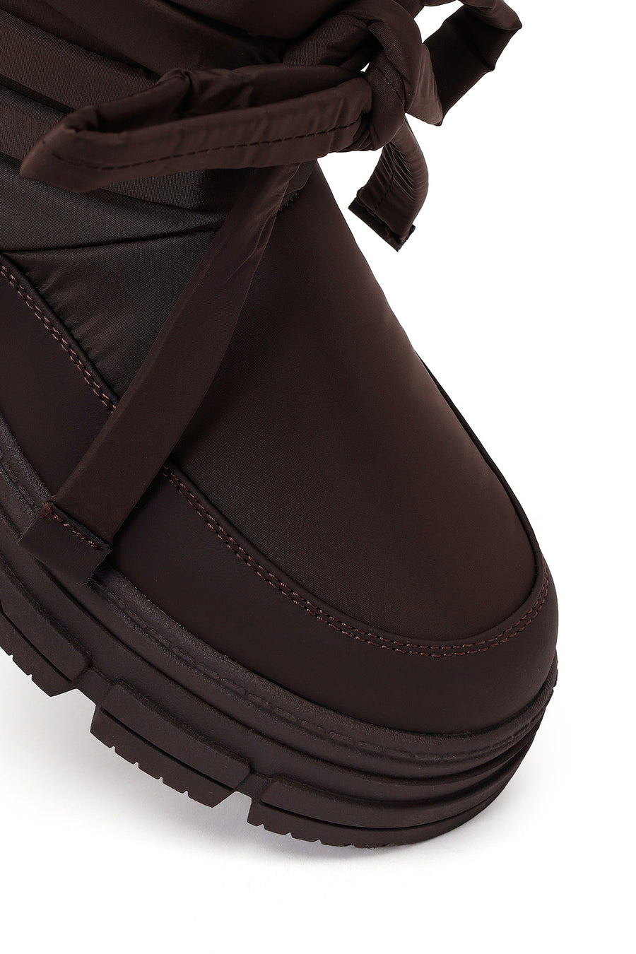 Woman Brown Thick-Soled Fabric Boots