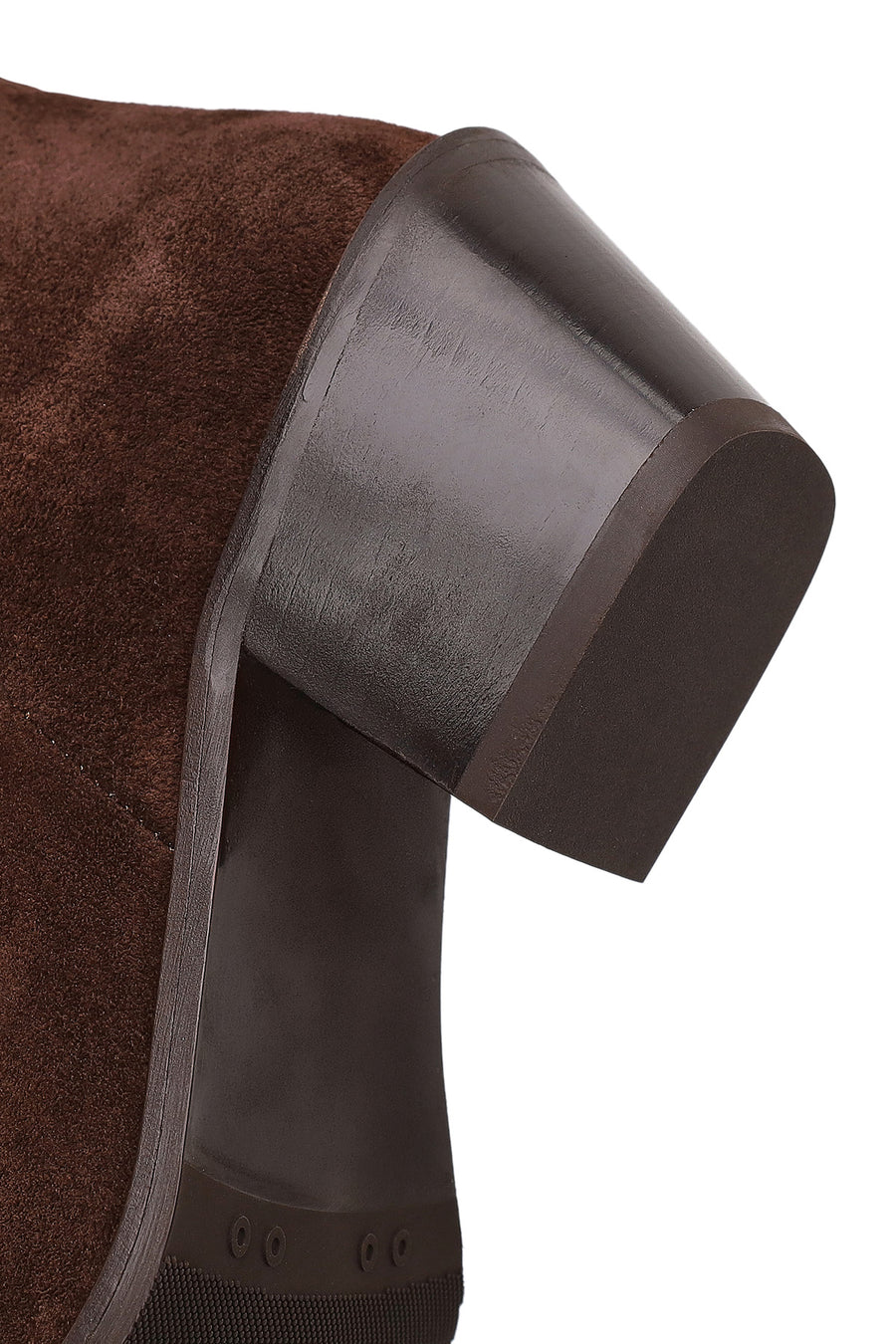 Woman Brown Chunky Heeled Suede Leather Cowboy Boots