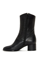 Women's Black Zippered Thick Heel Leather Casual Boots | Derimod