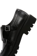 Men's Black Double Buckle Leather Casual Shoes | Derimod