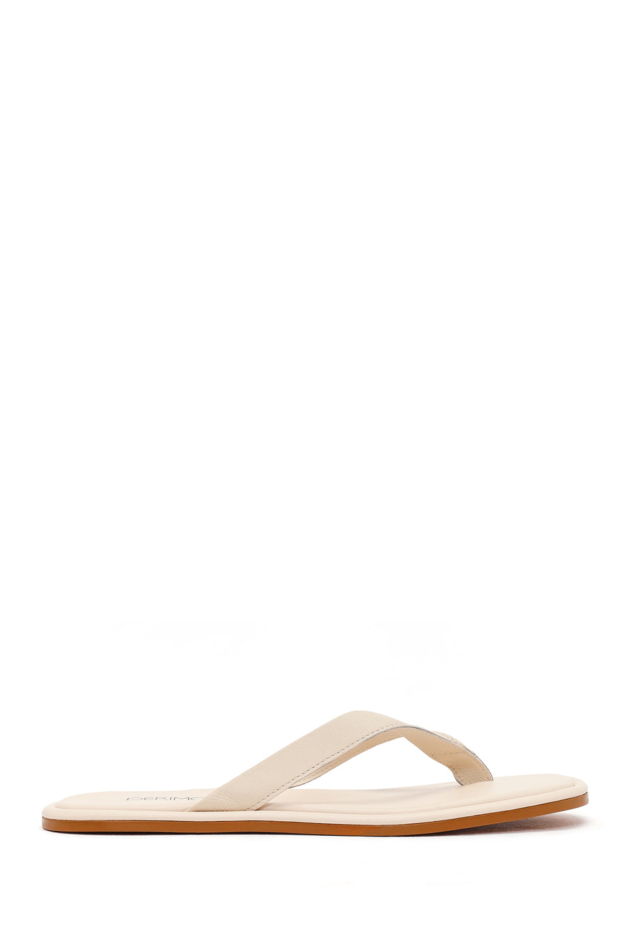 Woman Cream Toe-Post Leather Slippers 26SFD550718 | Derimod
