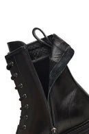 Women's Black Zippered Thick-Soled Leather Boot | Derimod