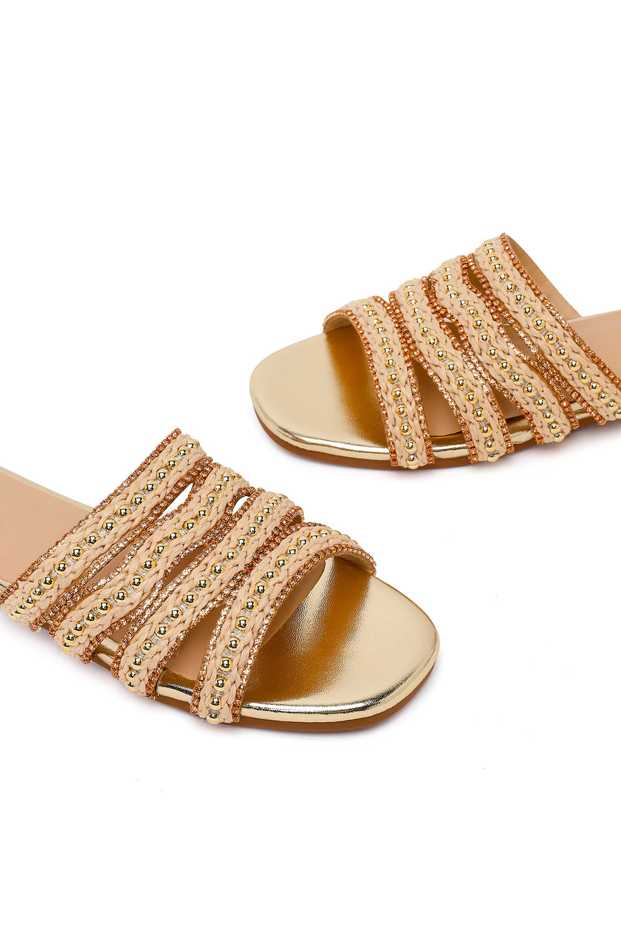 Woman Gold Stone-Embellished Slipper