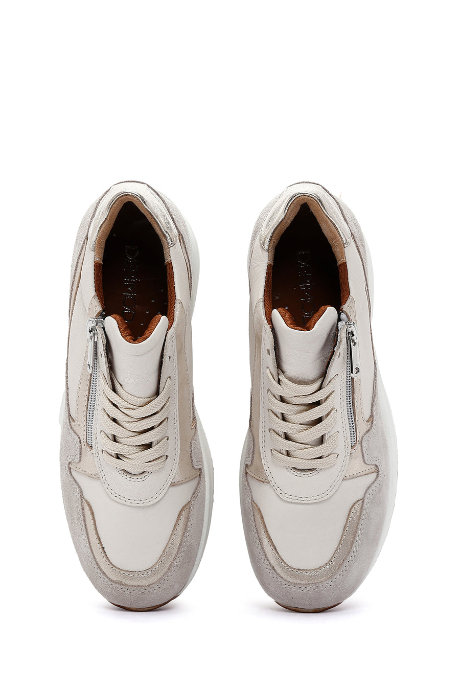 Kadın Bej Deri Kalın Tabanlı Sneaker
