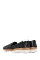 Women's Black Leather Comfort Loafer | Derimod